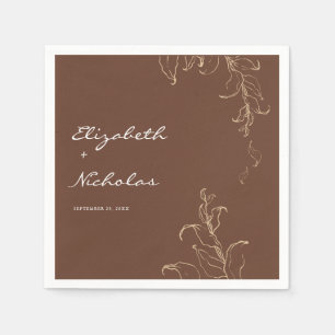 Boho Minimalist Botanicals Terracotta Wedding  Napkin