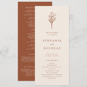 Boho Minimalist Botanicals Terracotta Wedding Program