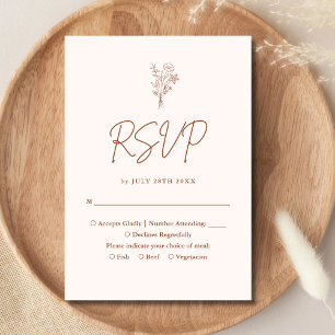 Boho Minimalist Botanicals Terracotta Wedding RSVP Card