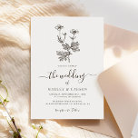 Boho Minimalist Botanicals Wildflower Wedding Invitation<br><div class="desc">This elegant wedding invitation features simple wildflower line art on a clean background. The minimalist design creates a timeless and modern look. Perfect for nature-loving couples planning a rustic,  garden,  or outdoor wedding. Easy to personalize with your wedding details.</div>