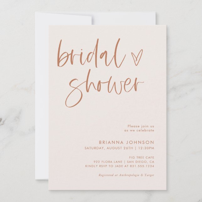 Boho Minimalist Bridal Shower | Modern Bridal  Invitation (Front)