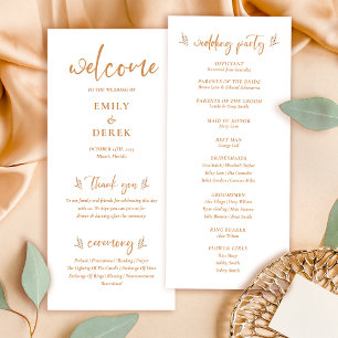 Boho Minimalist Burnt Orange Floral Wedding Menu