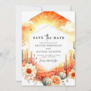 Boho Minimalist Cactus Wedding Save The Date