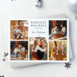 Boho Minimalist Christmas 5 Photo Collage Holiday Card<br><div class="desc">This modern boho minimalist Christmas holiday card features an elegant script text that says "Happy Holidays" with vertical square 5-photo collage. Perfect card for the holidays. Credits: Image by Freepik</div>