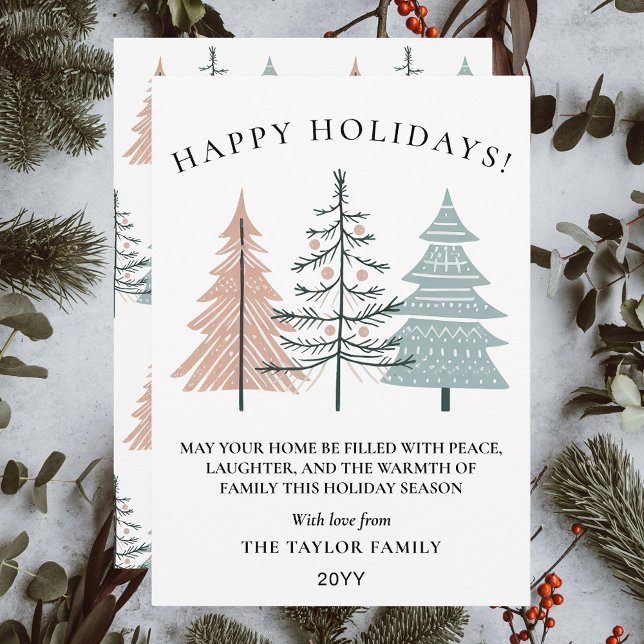 Boho Minimalist Hand Drawn Christmas Trees Holiday Card (Boho Minimalist Hand Drawn Christmas Trees Holiday Card
)
