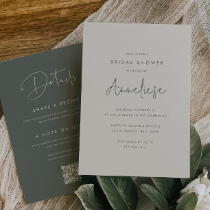 Boho Minimalist Handwritten Script Bridal Shower Invitation