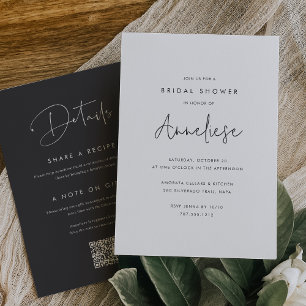 Boho Minimalist Handwritten Script Bridal Shower Invitation