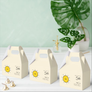 Boho Minimalist Here Comes the Sun Baby Shower Favor Box