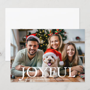 Boho Minimalist Joyful Family Portrait Photo Holiday Card