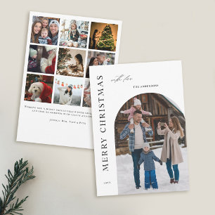 Boho Minimalist Modern Photo Christmas Family Holiday Card