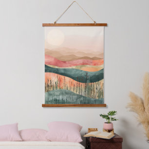 Boho Minimalist Mountain - Earthy Nature-Inspired Hanging Tapestry