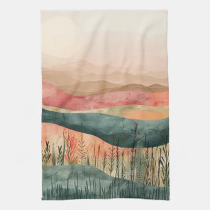 Boho Minimalist Mountain - Earthy Nature-Inspired Kitchen Towel