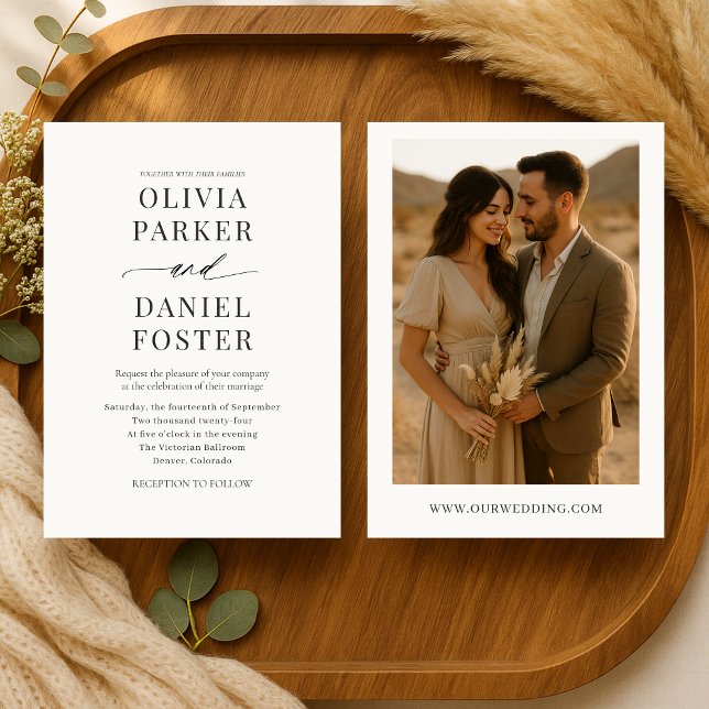 Boho Minimalist Photo Wedding  Invitation (Creator Uploaded)