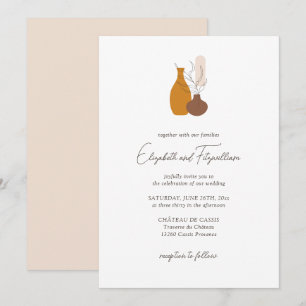 Boho Minimalist Plant Pots Classic Wedding  Invitation