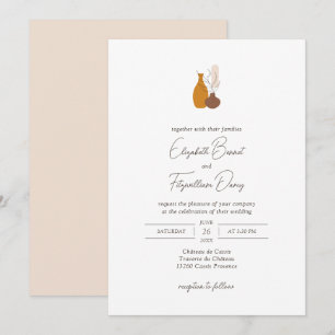 Boho Minimalist Plant Pots Classic Wedding  Invitation