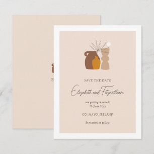 Boho Minimalist Plant Pots Initials Save The Date