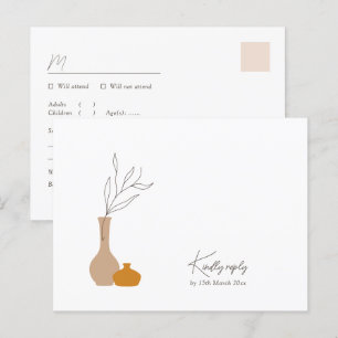Boho Minimalist Plant Pots RSVP Meal Choice  Postcard