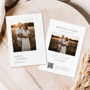 Boho Minimalist QR Code Photo Save The Date