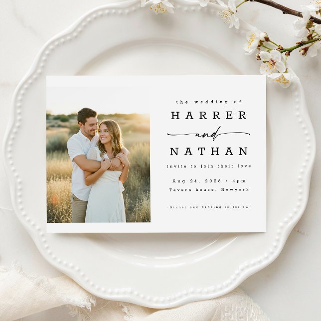 Boho Minimalist QR Code Photo Wedding Invitation (Creator Uploaded)