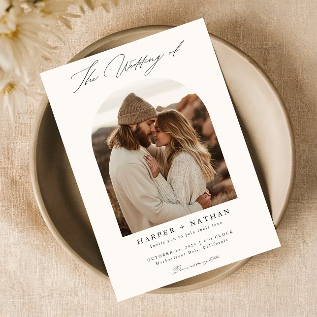 Boho Minimalist QR Code Photo Wedding Invitation (Creator Uploaded)