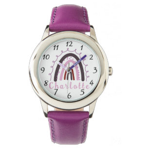 Boho Minimalist Rainbow With Personalized Name  Watch