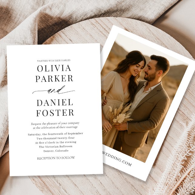 Boho Minimalist Rustic Photo Wedding Invitation (Creator Uploaded)