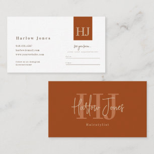 Boho Minimalist Signature Terracotta Appointment  Business Card