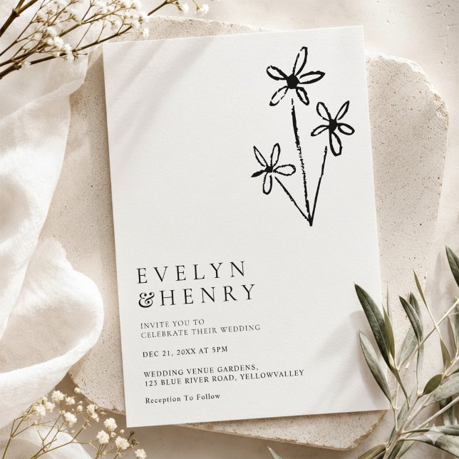 Boho Minimalist Simple Chic Wedding Invitation (Creator Uploaded)