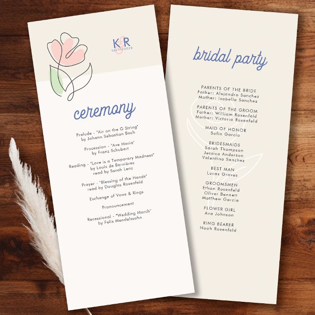 Boho Minimalist Spring Floral Wedding Program (Creator Uploaded)