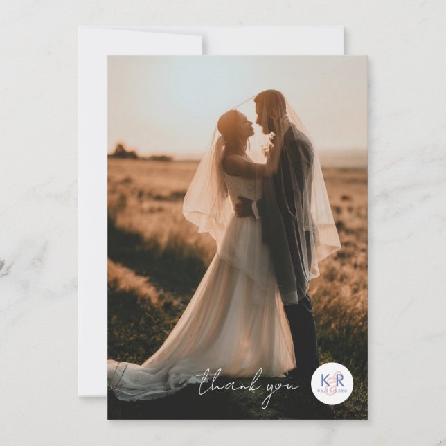 Boho Minimalist Spring Floral Wedding Thank You Card (Front)