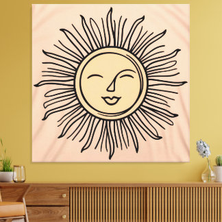 Boho Minimalist Sun Symbol Canvas – Modern Spiritu