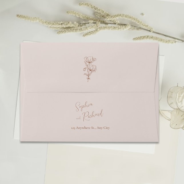 Boho Minimalist Terracotta Botanicals Wedding Envelope (Creator Uploaded)