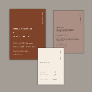 Boho Minimalist Terracotta Modern Wedding Invitation