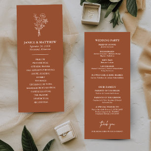 Boho Minimalist Terracotta Wedding Program