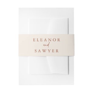 Boho Minimalist Typography Terracotta Wedding Invitation Belly Band