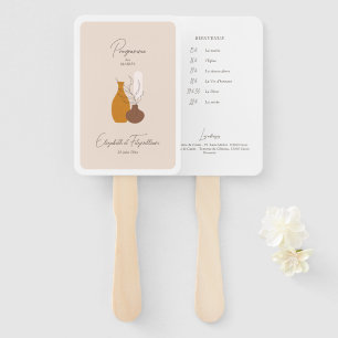 Boho Minimalist Vases Order of Events Programme Hand Fan