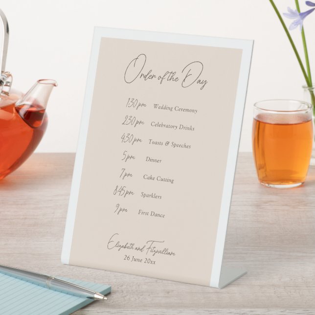 Boho Minimalist Vases Order of Events Programme  Pedestal Sign (In SItu)