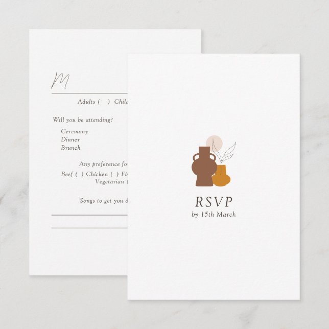 Boho Minimalist Vases | Song Request + Meal Choice RSVP Card (Front/Back)