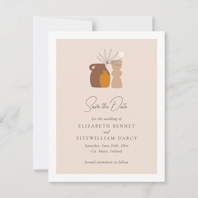 Boho Minimalist Vases Wedding Of Save The Date (Front)