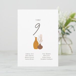 Boho Minimalist Vases Wedding Table Number Card