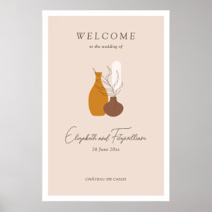 Boho Minimalist Vases Wedding Welcome Sign Poster