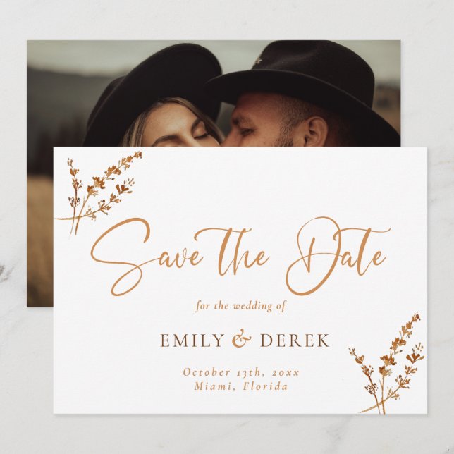 Boho Minimalist Wedding Save The Date Invitation (Front/Back)