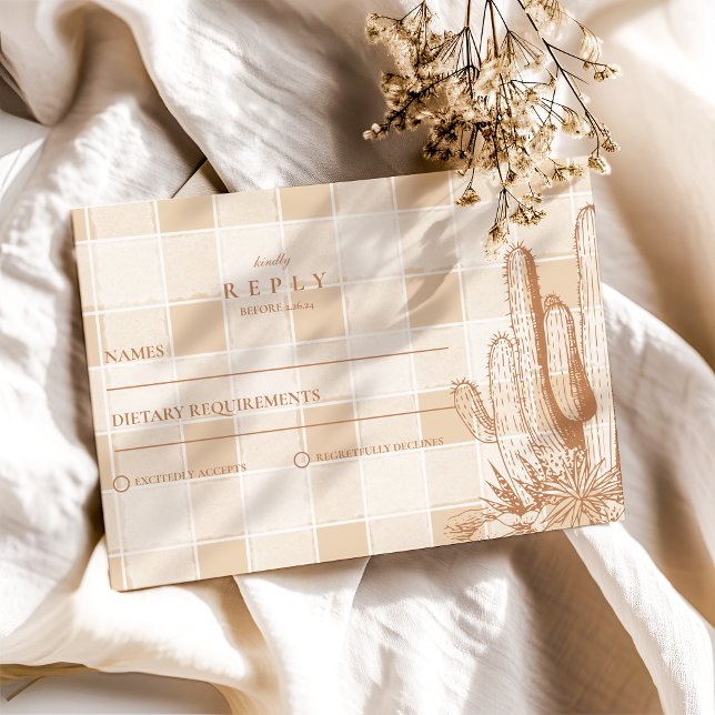 Boho Minimalist Western Desert Wedding RSVP Card (Creator Uploaded)