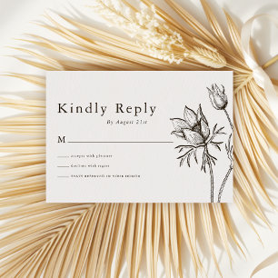 Boho Minimalist Wildflower Wedding Kindly Reply RSVP Card