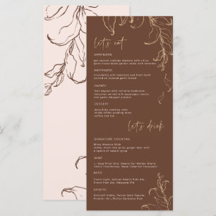 Boho Minimaliste Botaniques Terracotta Menu Mariag