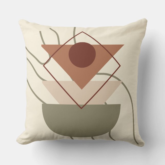 Boho minimaliste Coussin géométrique - Beige & Ter (Recto)