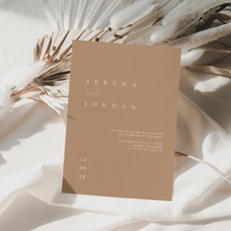 Boho minimaliste Faire-part de mariage Tan Beige