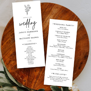 Boho Minimaliste Simple Élégant Mariage Programme