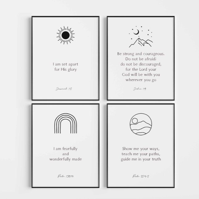 Boho minimum noir enfants bible jeu de 4 tirages (Créateur téléchargé)