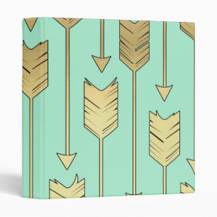 Boho Mint and Faux Gold Arrows Pattern Binder